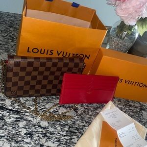 100% Authentic Louis Vuitton Felicie Pochette in Damien Ebene